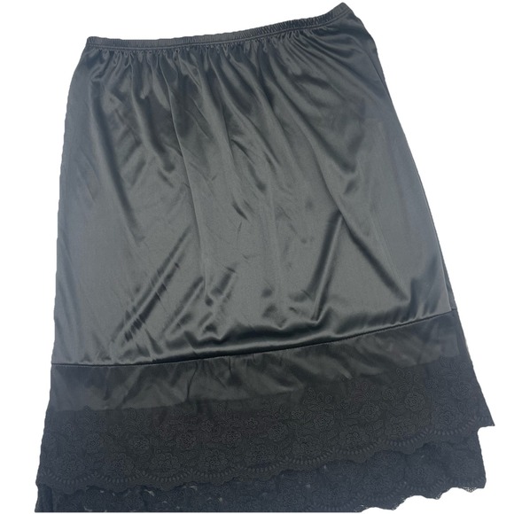 Vintage Black Half Slip Double Layered Lace Hem Size Small O2 Collection Korea - Picture 5 of 13
